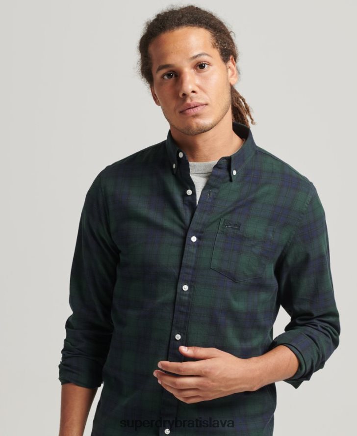 Superdry muži klasická londýnska košeľa na gombíky z organickej bavlny 6B4ZTR215 oblečenie zelená