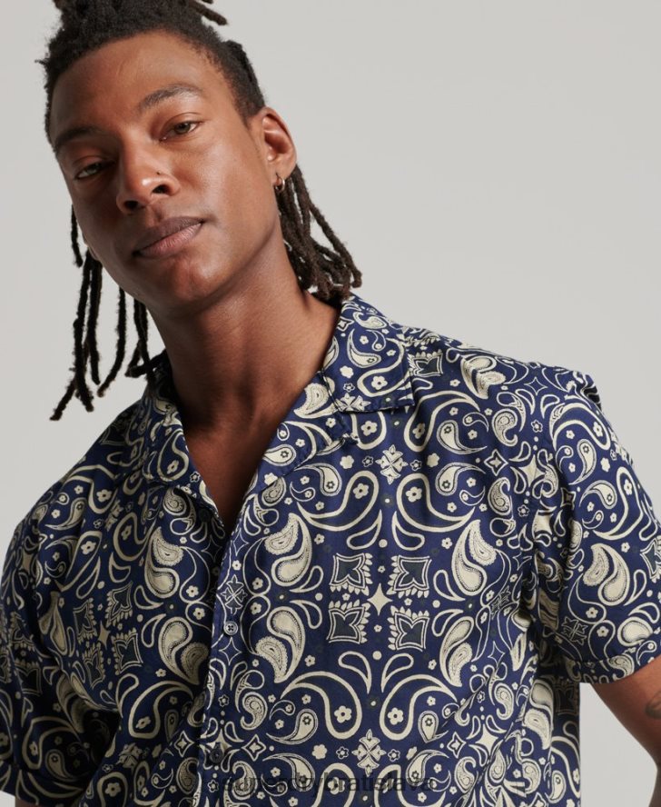 Superdry muži košeľa s otvoreným golierom 6B4ZTR123 oblečenie námorníctvo