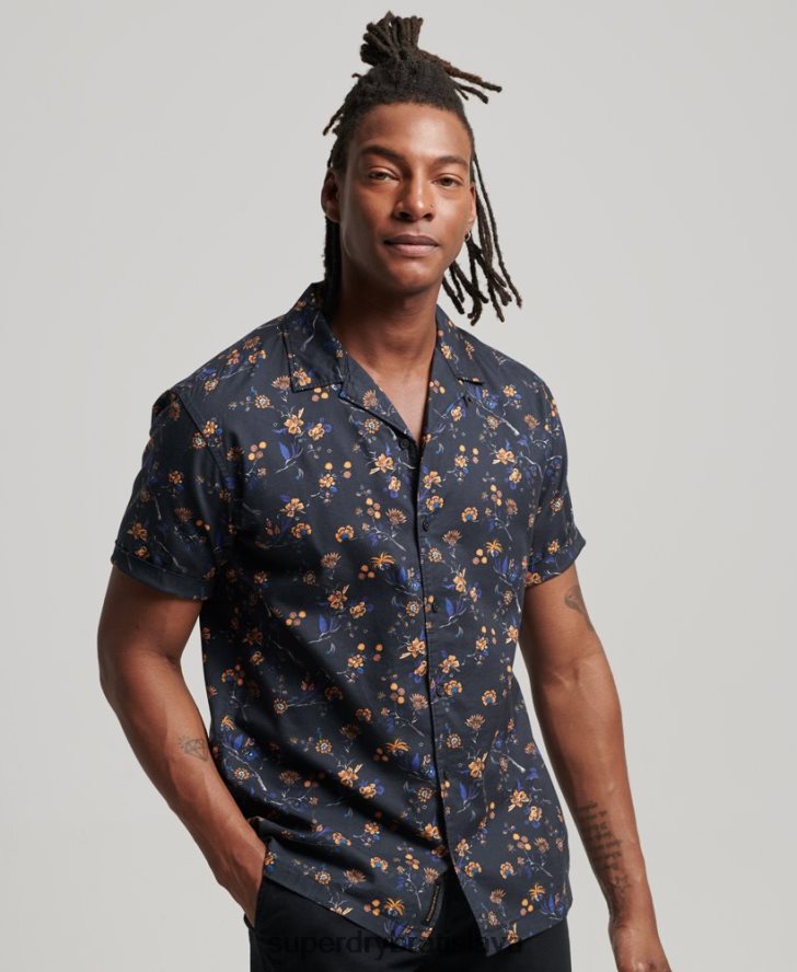 Superdry muži košeľa s otvoreným golierom 6B4ZTR127 oblečenie čierna