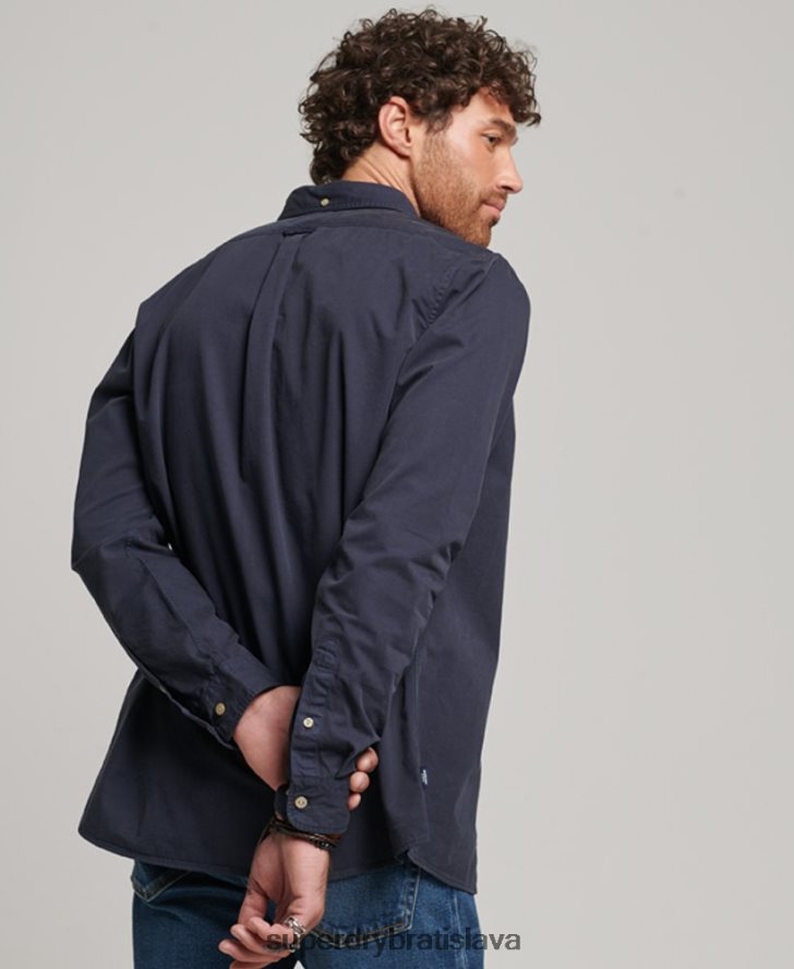 Superdry muži obchodník - košeľa s dlhým rukávom 6B4ZTR148 oblečenie námorníctvo