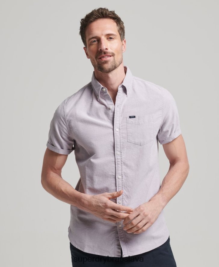 Superdry muži oxfordské tričko s krátkym rukávom 6B4ZTR129 oblečenie Fialová