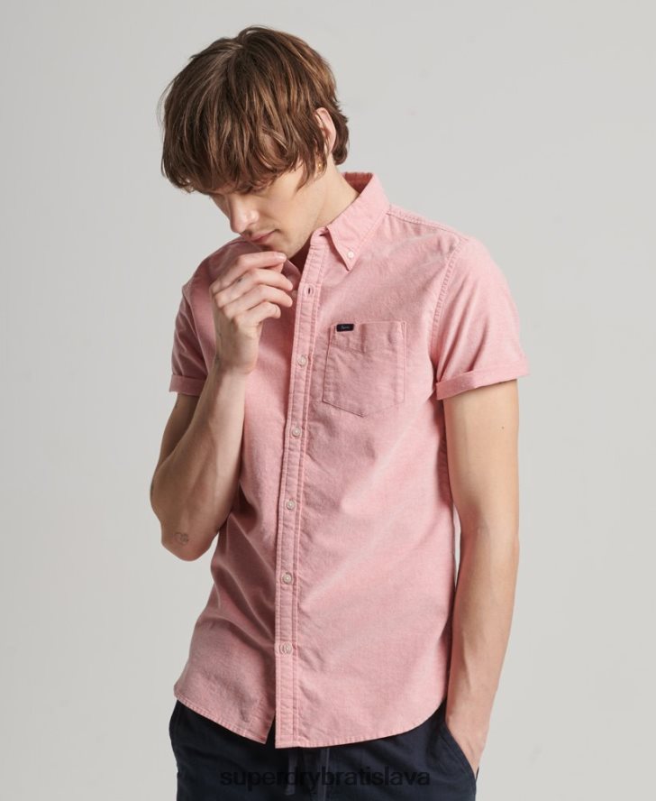 Superdry muži oxfordské tričko s krátkym rukávom 6B4ZTR131 oblečenie červená