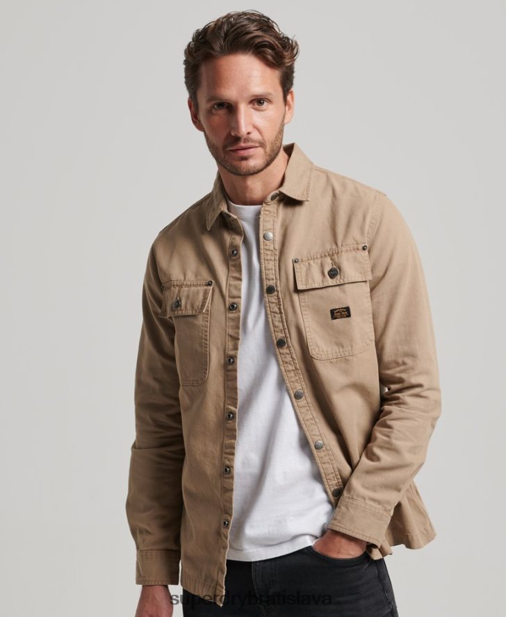Superdry muži plátenná košeľa 6B4ZTR140 oblečenie opálenie