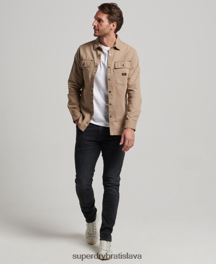 Superdry muži plátenná košeľa 6B4ZTR140 oblečenie opálenie