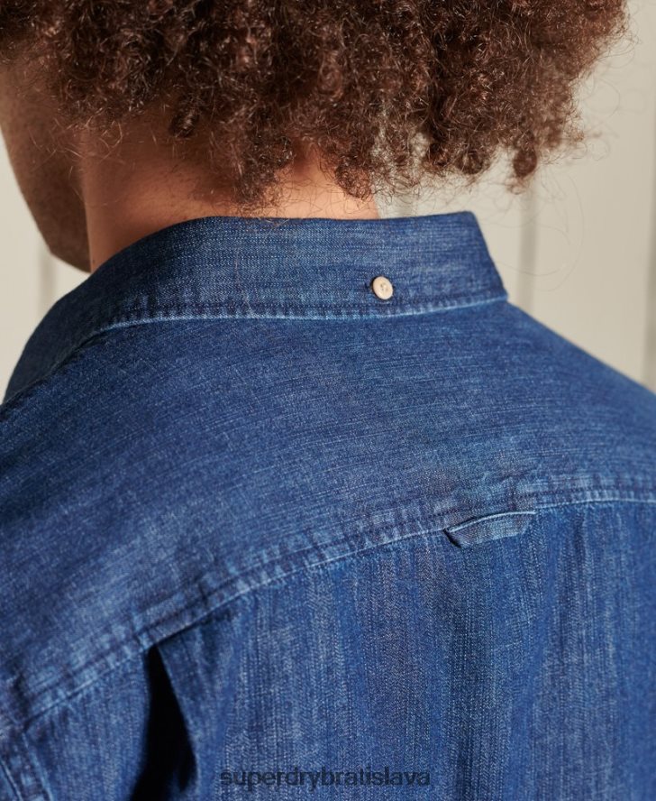 Superdry muži pracovné oblečenie indigová košeľa 6B4ZTR238 oblečenie námorníctvo