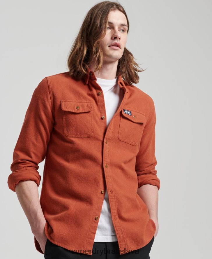 Superdry muži trailová flanelová košeľa z organickej bavlny 6B4ZTR158 oblečenie oranžová