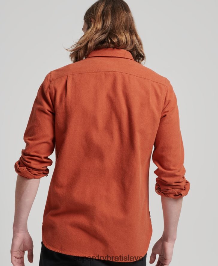 Superdry muži trailová flanelová košeľa z organickej bavlny 6B4ZTR158 oblečenie oranžová