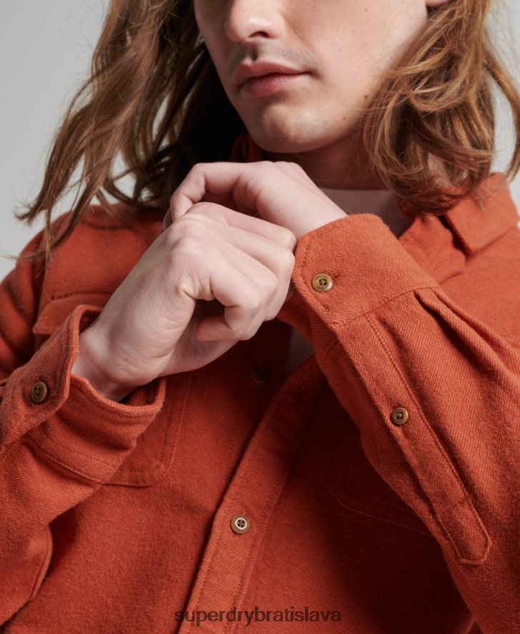 Superdry muži trailová flanelová košeľa z organickej bavlny 6B4ZTR158 oblečenie oranžová