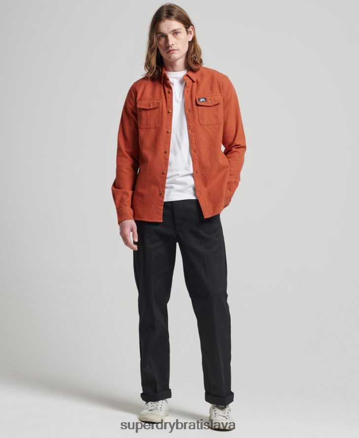 Superdry muži trailová flanelová košeľa z organickej bavlny 6B4ZTR158 oblečenie oranžová