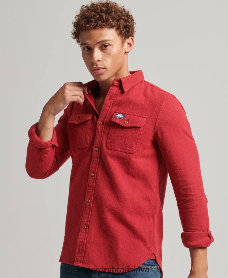 Superdry muži trailová flanelová košeľa z organickej bavlny 6B4ZTR161 oblečenie červená