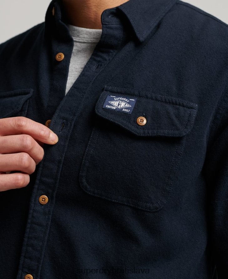 Superdry muži trailová flanelová košeľa z organickej bavlny 6B4ZTR179 oblečenie námorníctvo