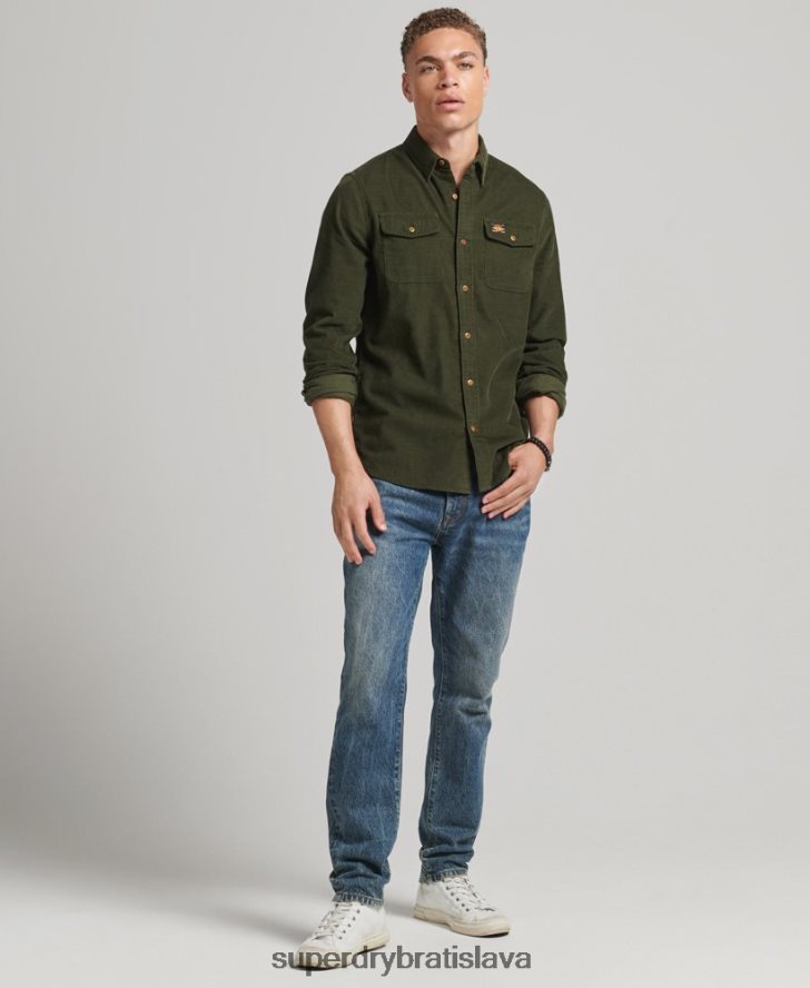 Superdry muži trailová šnúrová košeľa 6B4ZTR232 oblečenie zelená