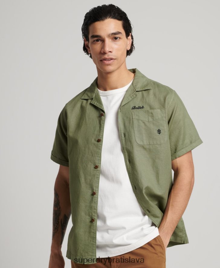 Superdry muži vintage rezortná košeľa 6B4ZTR189 oblečenie kaki