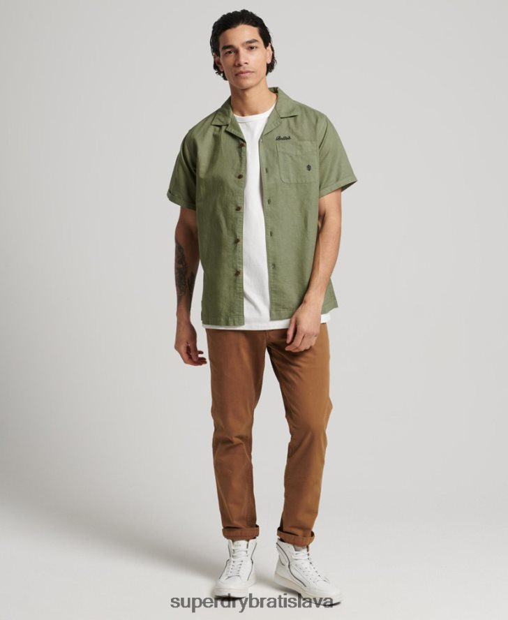 Superdry muži vintage rezortná košeľa 6B4ZTR189 oblečenie kaki