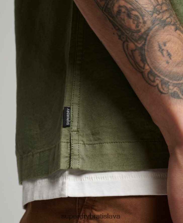 Superdry muži vintage rezortná košeľa 6B4ZTR189 oblečenie kaki