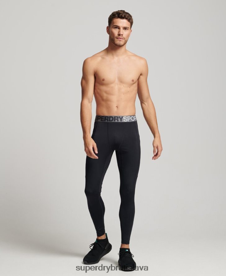 Superdry muži pevné legíny po celej dĺžke 6B4ZTR1420 oblečenie čierna