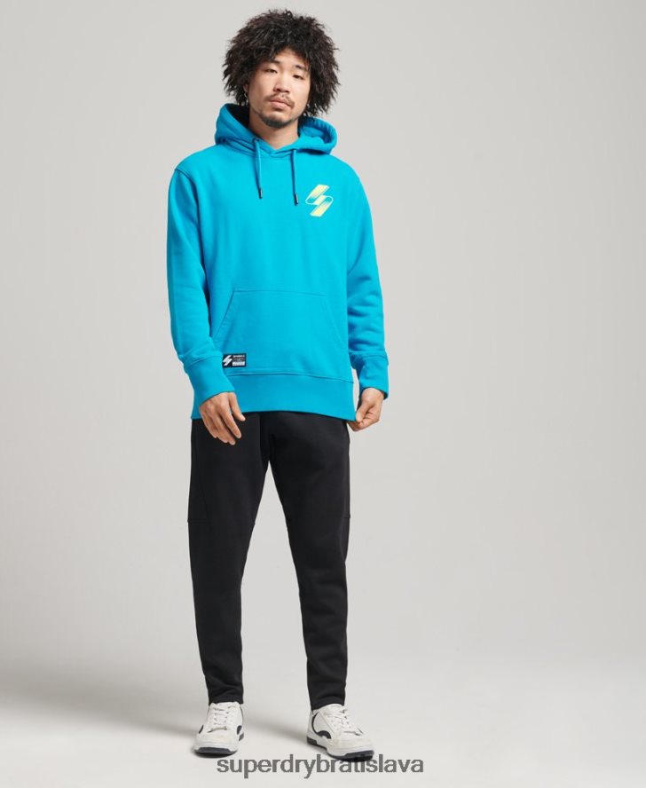 Superdry ženy kódová poltónová voľná mikina s kapucňou 6B4ZTR6119 oblečenie Modrá