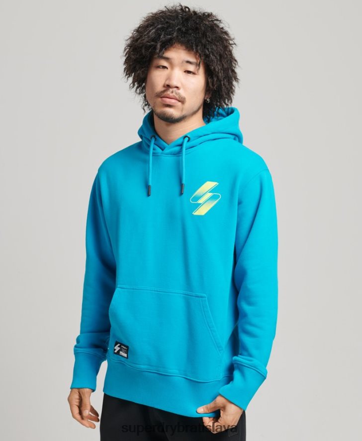 Superdry ženy kódová poltónová voľná mikina s kapucňou 6B4ZTR6119 oblečenie Modrá