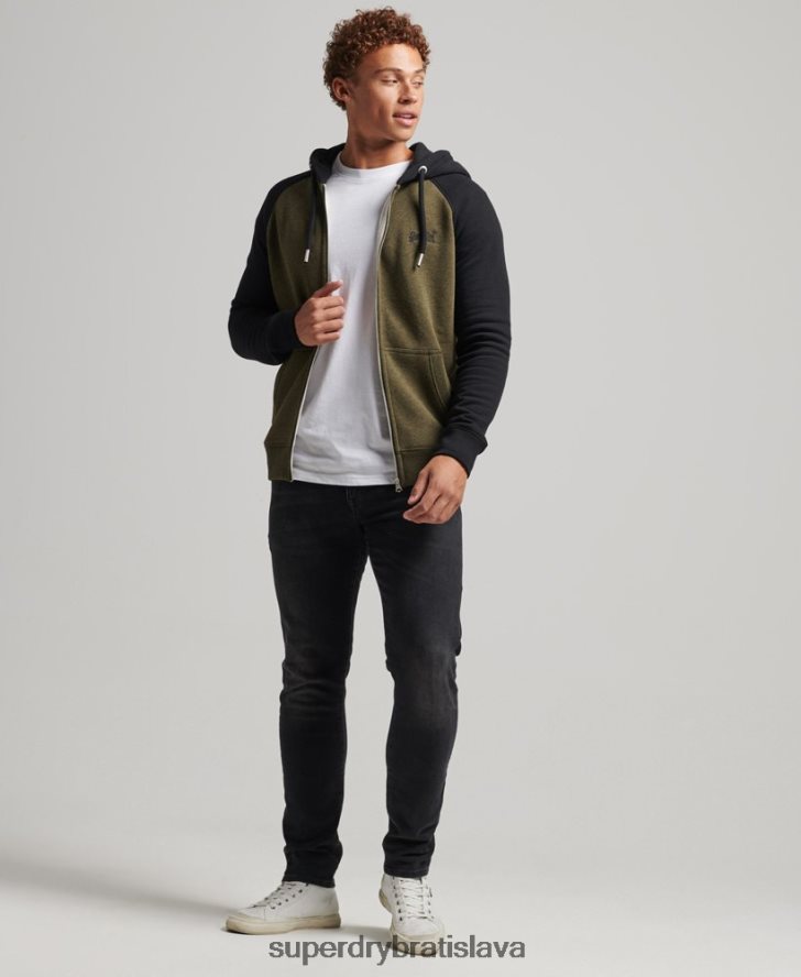 Superdry muži Baseballová mikina na zips s logom z organickej bavlny 6B4ZTR520 oblečenie zelená