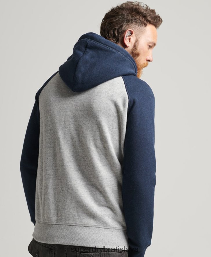 Superdry muži Baseballová mikina na zips s logom z organickej bavlny 6B4ZTR572 oblečenie sivá