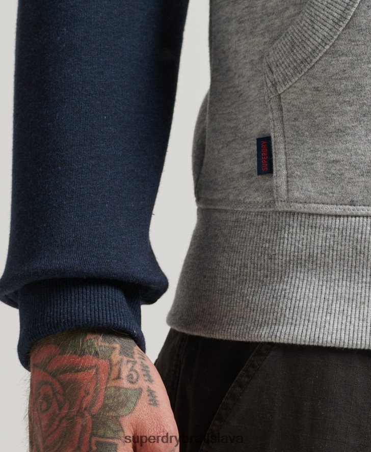 Superdry muži Baseballová mikina na zips s logom z organickej bavlny 6B4ZTR572 oblečenie sivá
