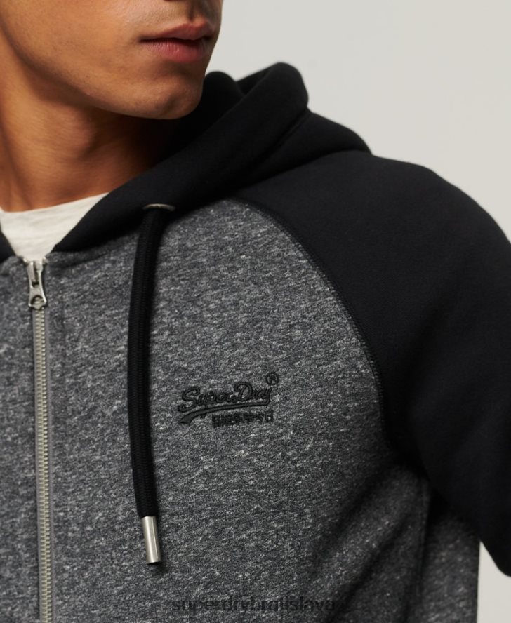 Superdry muži Baseballová mikina na zips s logom z organickej bavlny 6B4ZTR671 oblečenie tmavošedý