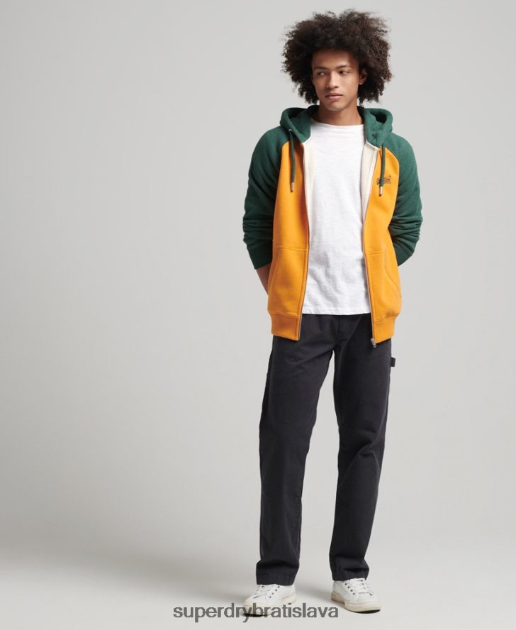 Superdry muži Baseballová mikina na zips s logom z organickej bavlny 6B4ZTR803 oblečenie zlato