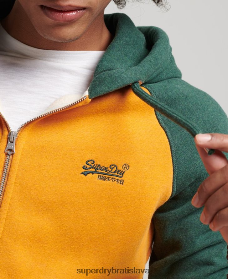 Superdry muži Baseballová mikina na zips s logom z organickej bavlny 6B4ZTR803 oblečenie zlato