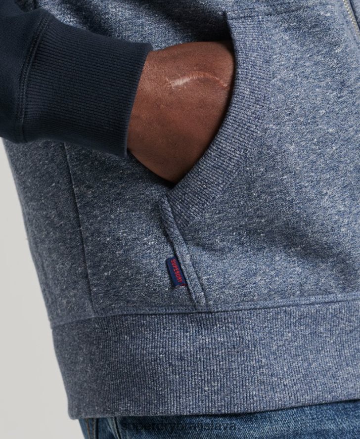Superdry muži Bejzbalová mikina na zips s vintage logom z organickej bavlny 6B4ZTR709 oblečenie Modrá