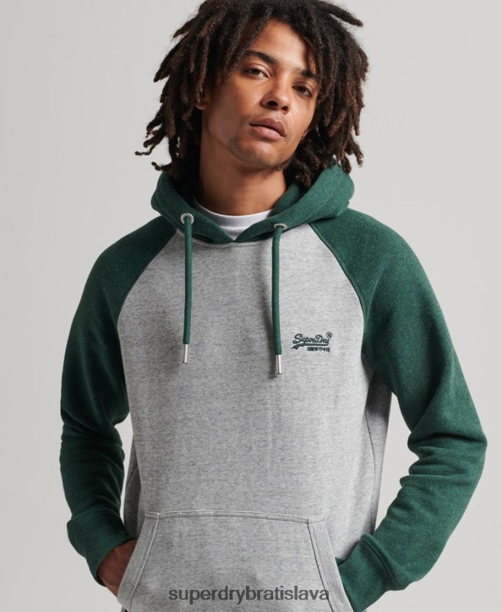 Superdry muži Bejzbalová mikina s vintage logom z organickej bavlny 6B4ZTR547 oblečenie zelená