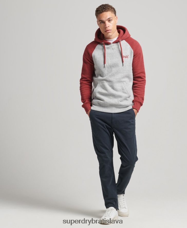 Superdry muži Bejzbalová mikina s vintage logom z organickej bavlny 6B4ZTR548 oblečenie svetlo šedá