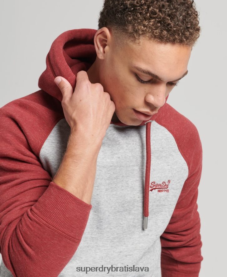 Superdry muži Bejzbalová mikina s vintage logom z organickej bavlny 6B4ZTR548 oblečenie svetlo šedá