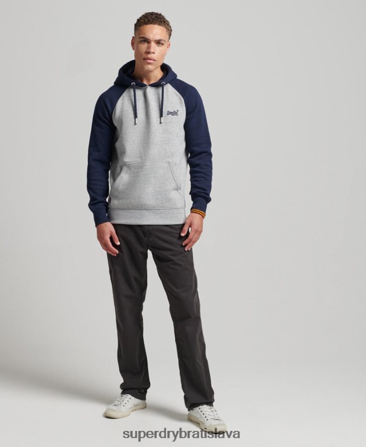 Superdry muži Bejzbalová mikina s vintage logom z organickej bavlny 6B4ZTR602 oblečenie sivá