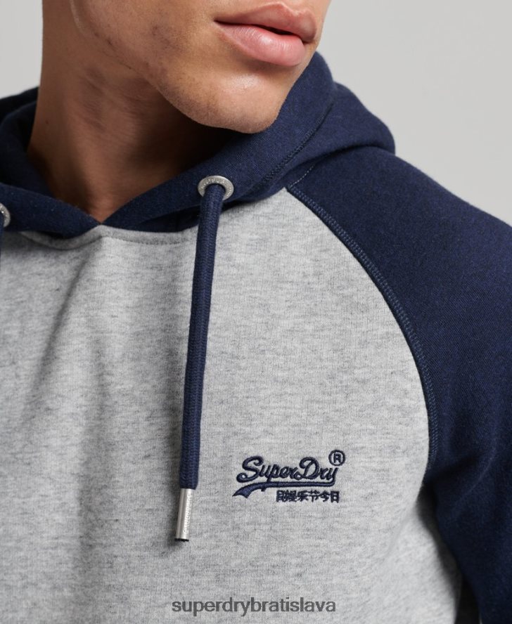 Superdry muži Bejzbalová mikina s vintage logom z organickej bavlny 6B4ZTR602 oblečenie sivá