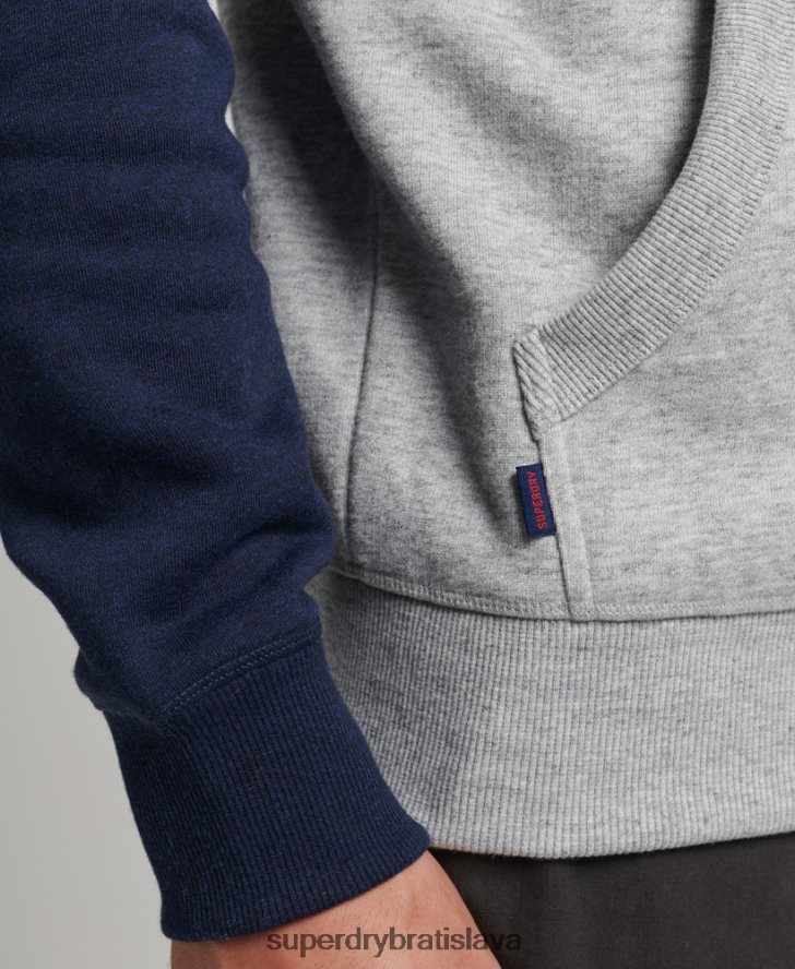 Superdry muži Bejzbalová mikina s vintage logom z organickej bavlny 6B4ZTR602 oblečenie sivá