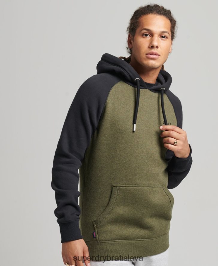 Superdry muži Bejzbalová mikina s vintage logom z organickej bavlny 6B4ZTR696 oblečenie zelená