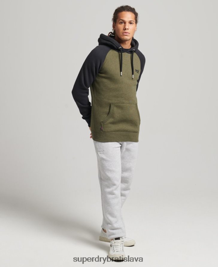 Superdry muži Bejzbalová mikina s vintage logom z organickej bavlny 6B4ZTR696 oblečenie zelená
