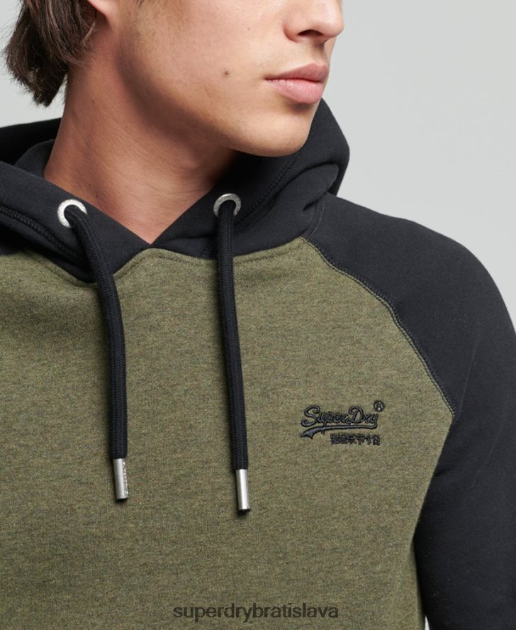 Superdry muži Bejzbalová mikina s vintage logom z organickej bavlny 6B4ZTR745 oblečenie zelená