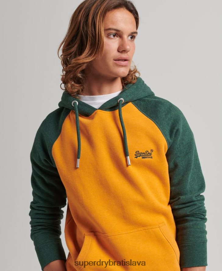 Superdry muži Bejzbalová mikina s vintage logom z organickej bavlny 6B4ZTR820 oblečenie zlato