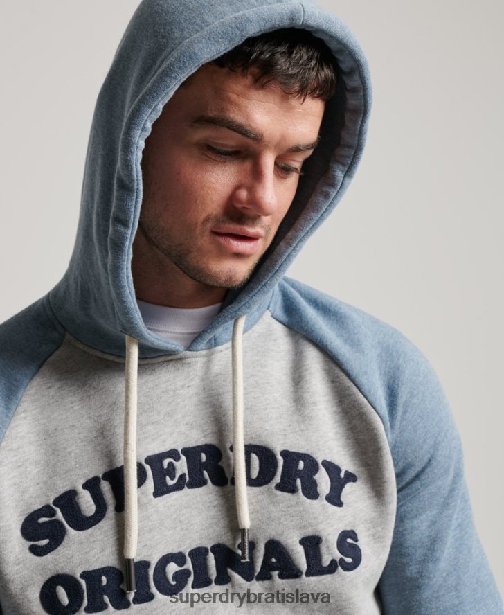 Superdry muži Cooper class raglánová mikina s kapucňou 6B4ZTR594 oblečenie sivá