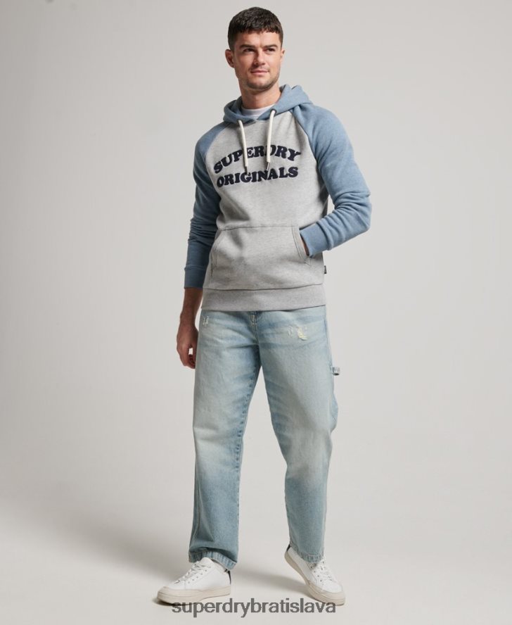 Superdry muži Cooper class raglánová mikina s kapucňou 6B4ZTR594 oblečenie sivá