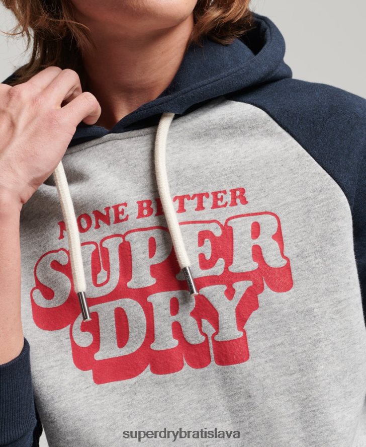 Superdry muži Cooper class raglánová mikina s kapucňou 6B4ZTR595 oblečenie sivá