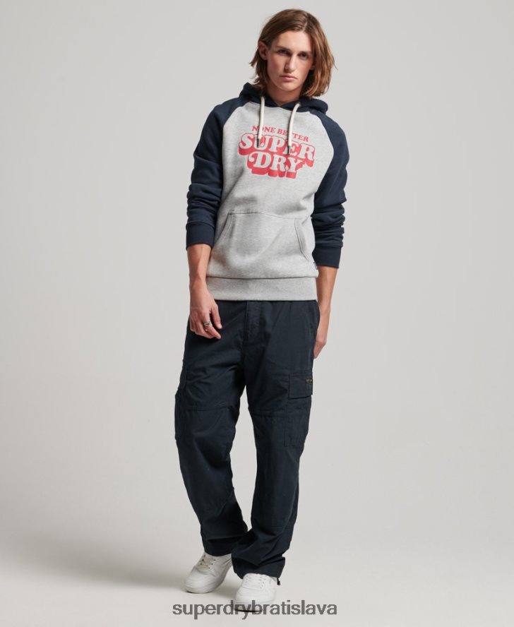 Superdry muži Cooper class raglánová mikina s kapucňou 6B4ZTR595 oblečenie sivá
