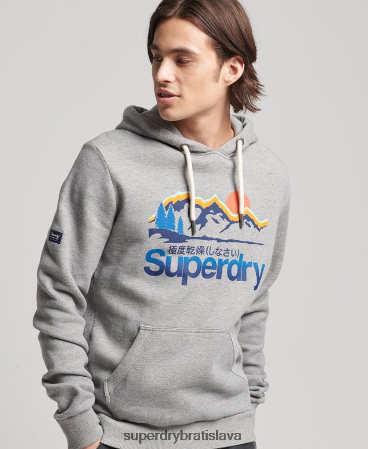 Superdry muži Core logo skvelá outdoorová mikina s kapucňou 6B4ZTR5129 oblečenie svetlo šedá