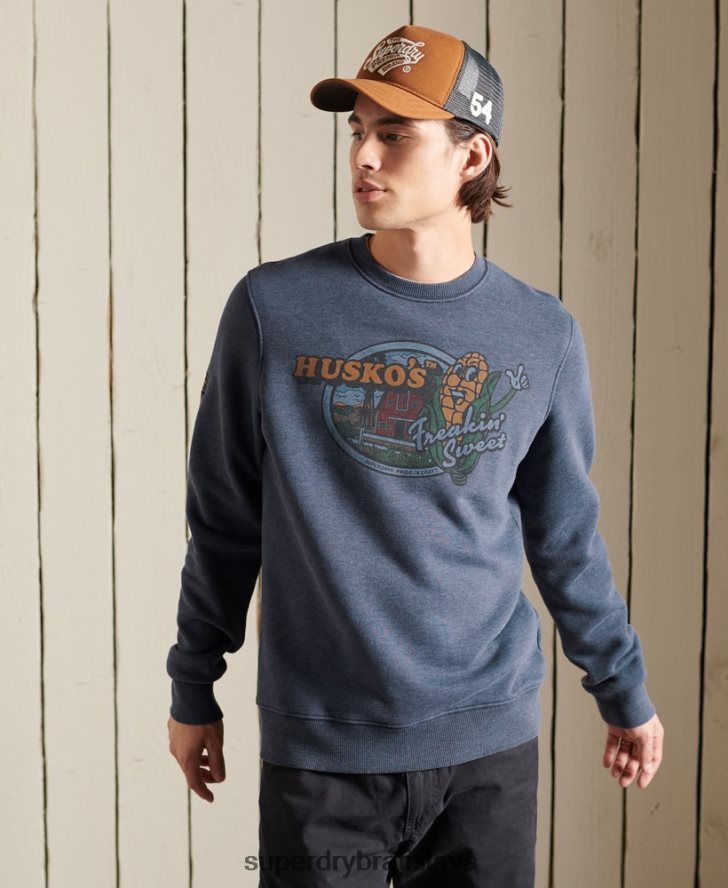 Superdry muži Heritage mountain crew mikina 6B4ZTR846 oblečenie námorníctvo