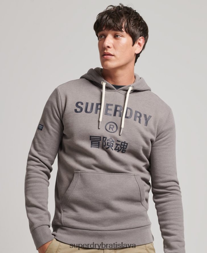 Superdry muži Mikina s logom spoločnosti Marl 6B4ZTR5004 oblečenie sivá