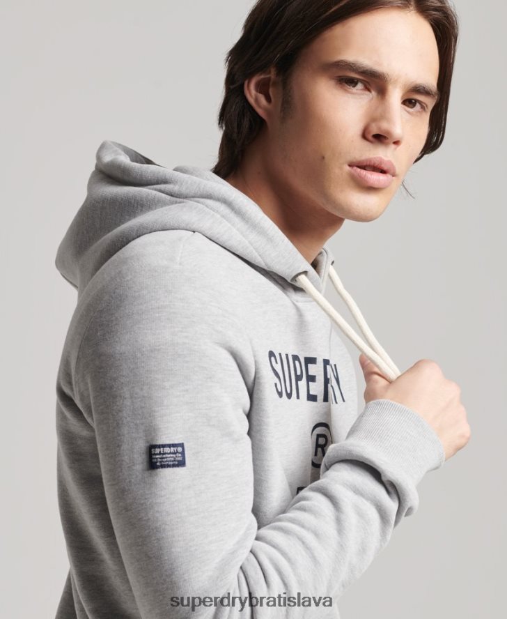 Superdry muži Mikina s logom spoločnosti Marl 6B4ZTR864 oblečenie sivá