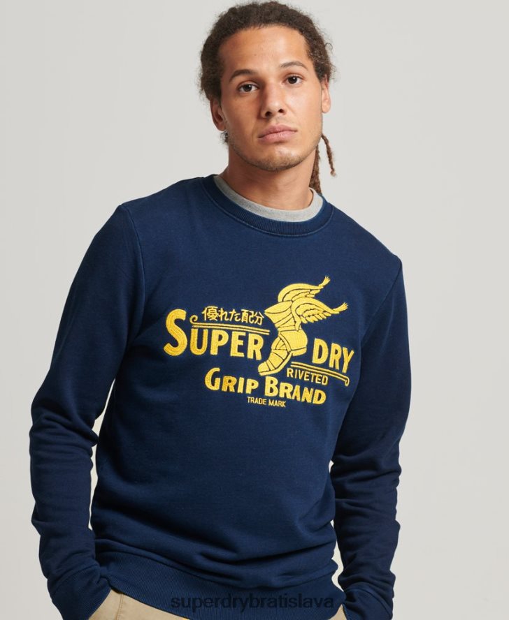 Superdry muži Nástenný nápis crew mikina 6B4ZTR5157 oblečenie tmavomodrá