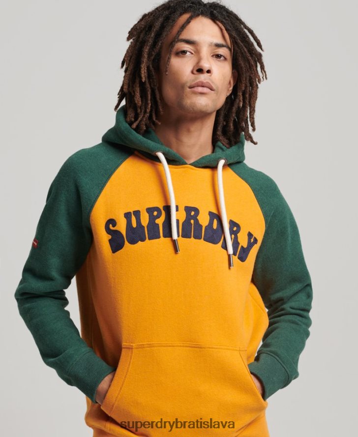 Superdry muži Superbam raglánová mikina s kapucňou 6B4ZTR501 oblečenie zlato