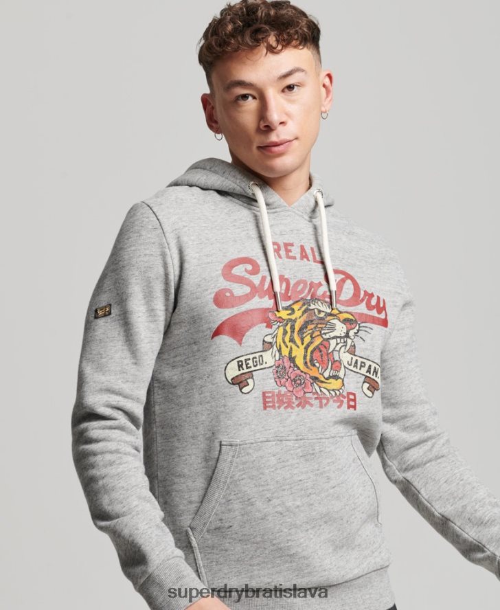 Superdry muži Výpravná mikina s vintage logom 6B4ZTR515 oblečenie sivá